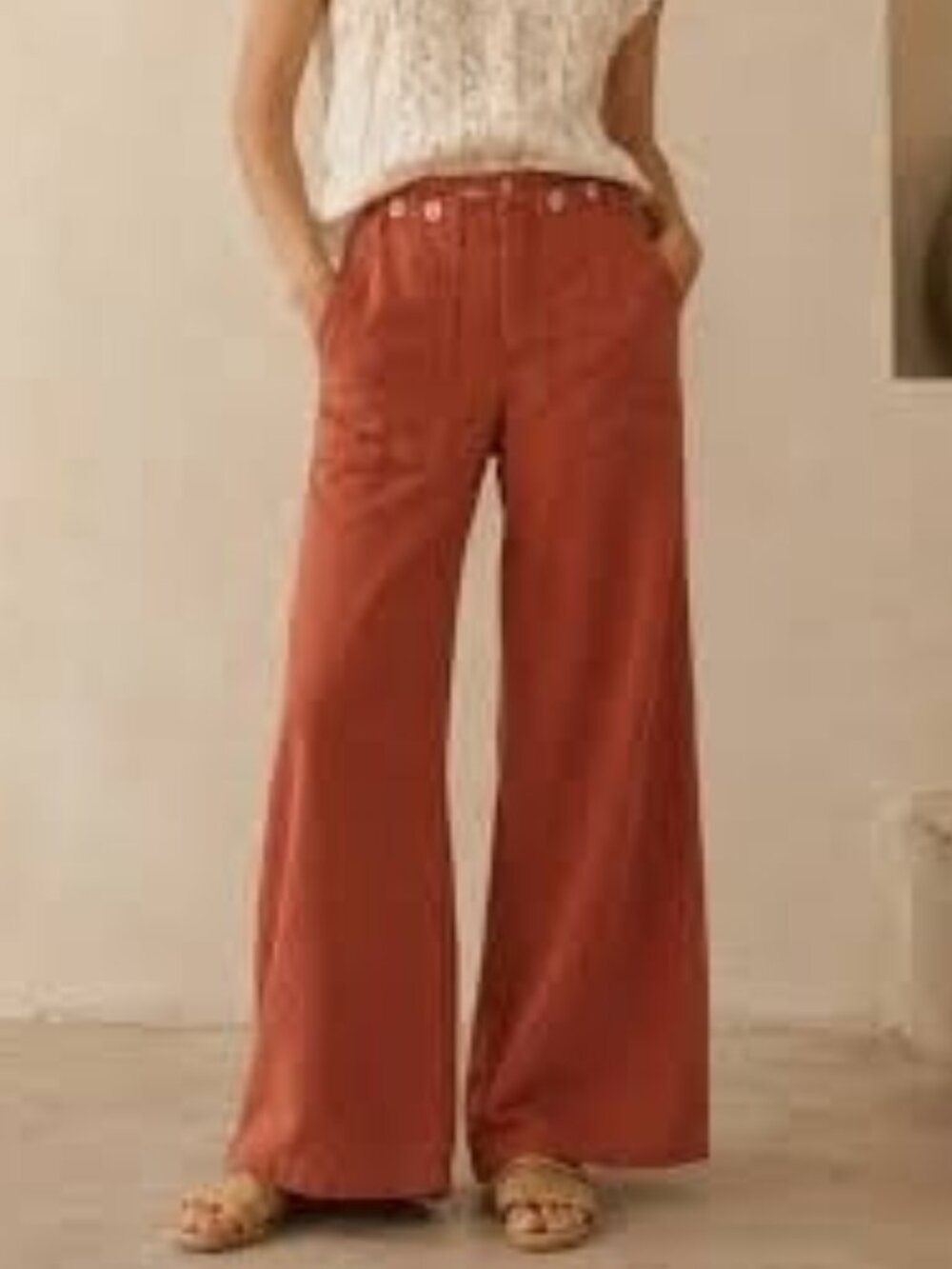 Anthropologie Pilcro Jeans Womens 27 Orange Kit Mid Rise Wide Leg Cropped Retro